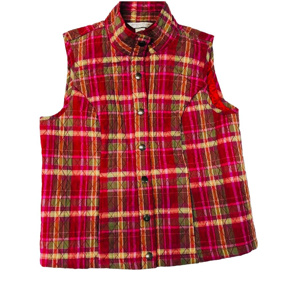 Christopher & Banks Quilted Vest Petite Medium Red Lightweight‎ Layer